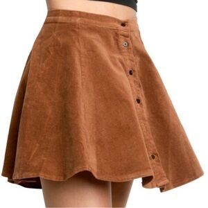 Brandy Melville Brya Corduroy A-line Skater Skirt One Size Brown Tan